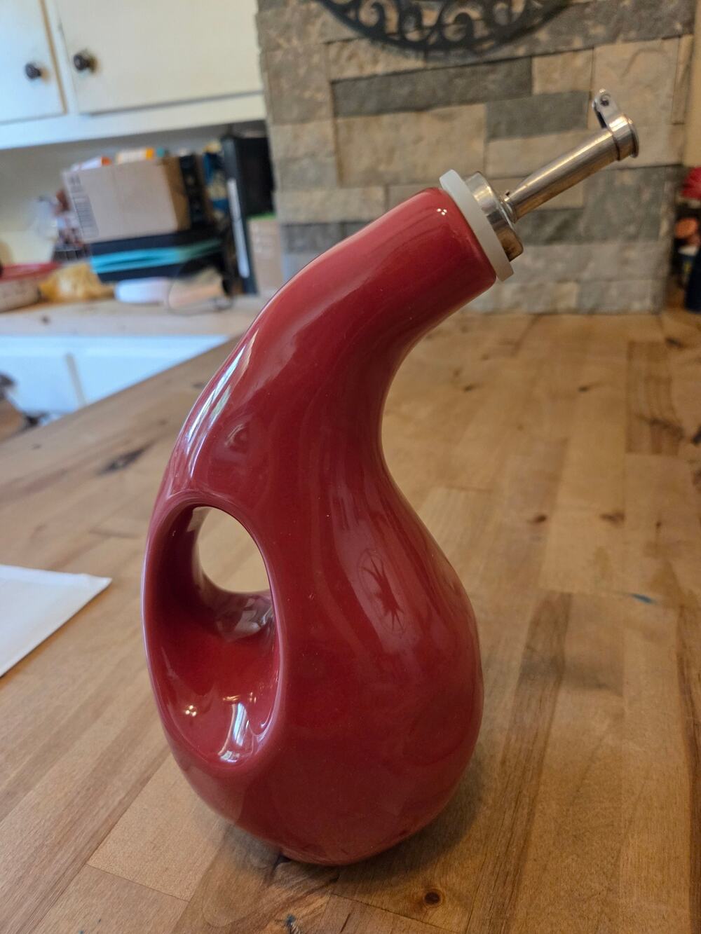 Rachael Ray Stoneware EVOO Oil Dispensing Bottle Cruet Red 24 oz - EUC